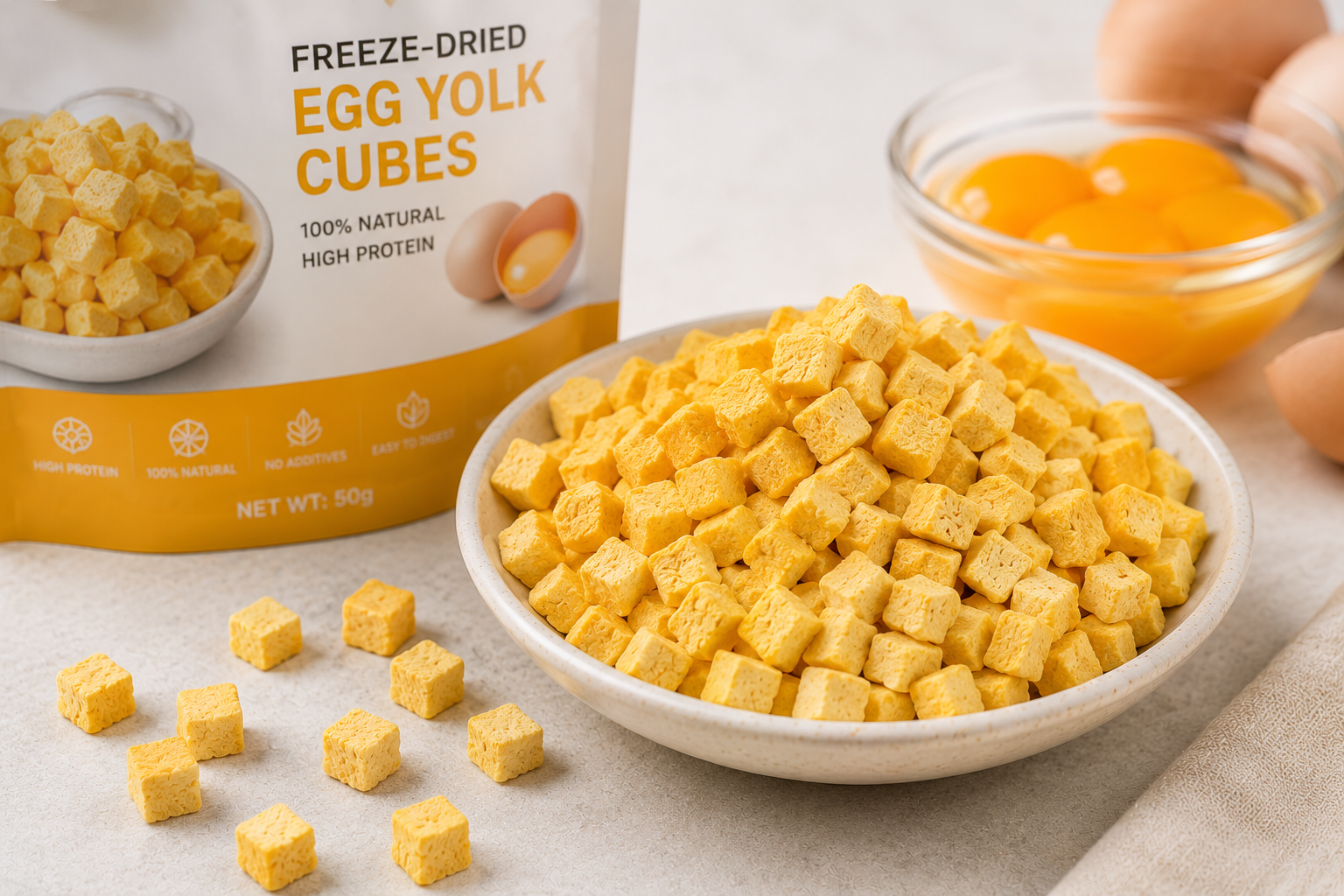 Egg yolk cubes